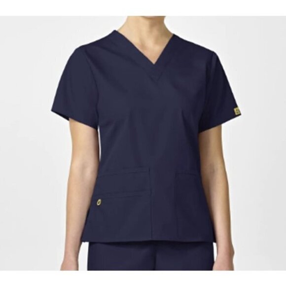 Wonderwink Origins Bravo V-Neck Navy Scrub Top - Picture 1 of 9